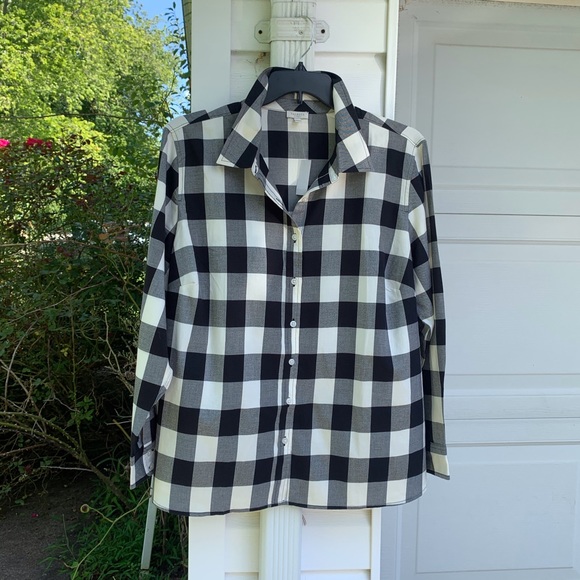 Talbots Tops - NWT Talbots Cute Black & Cream Buffalo Plaid Check